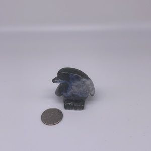 Natural Moss Agate / Clear Quartz Crystal Penguin